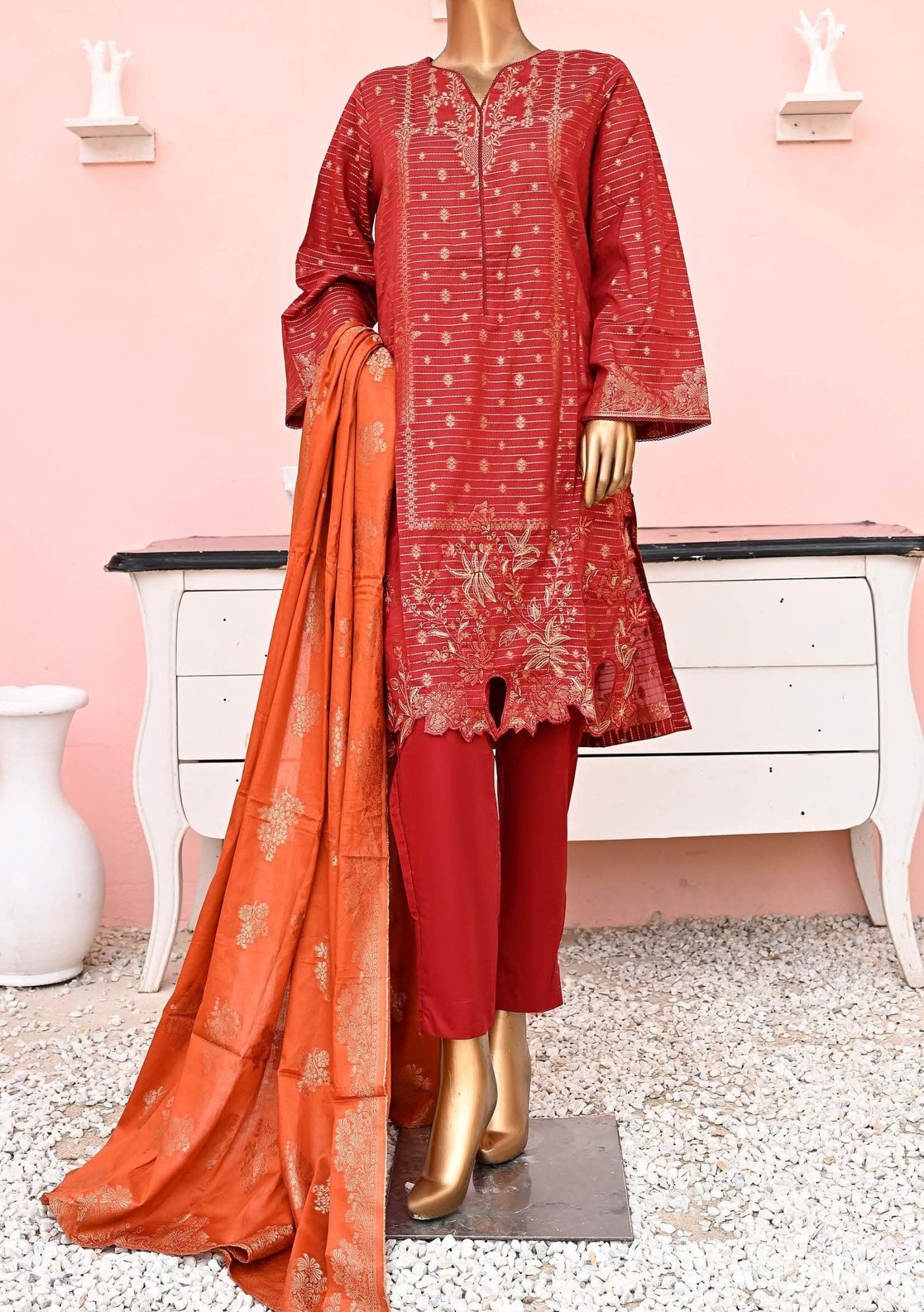 Bin Saeed Ready Made Embroidered Jacquard Dress - db23990