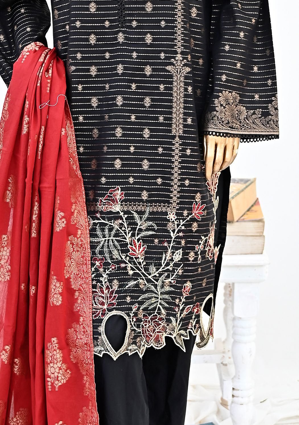 Bin Saeed Ready Made Embroidered Jacquard Dress