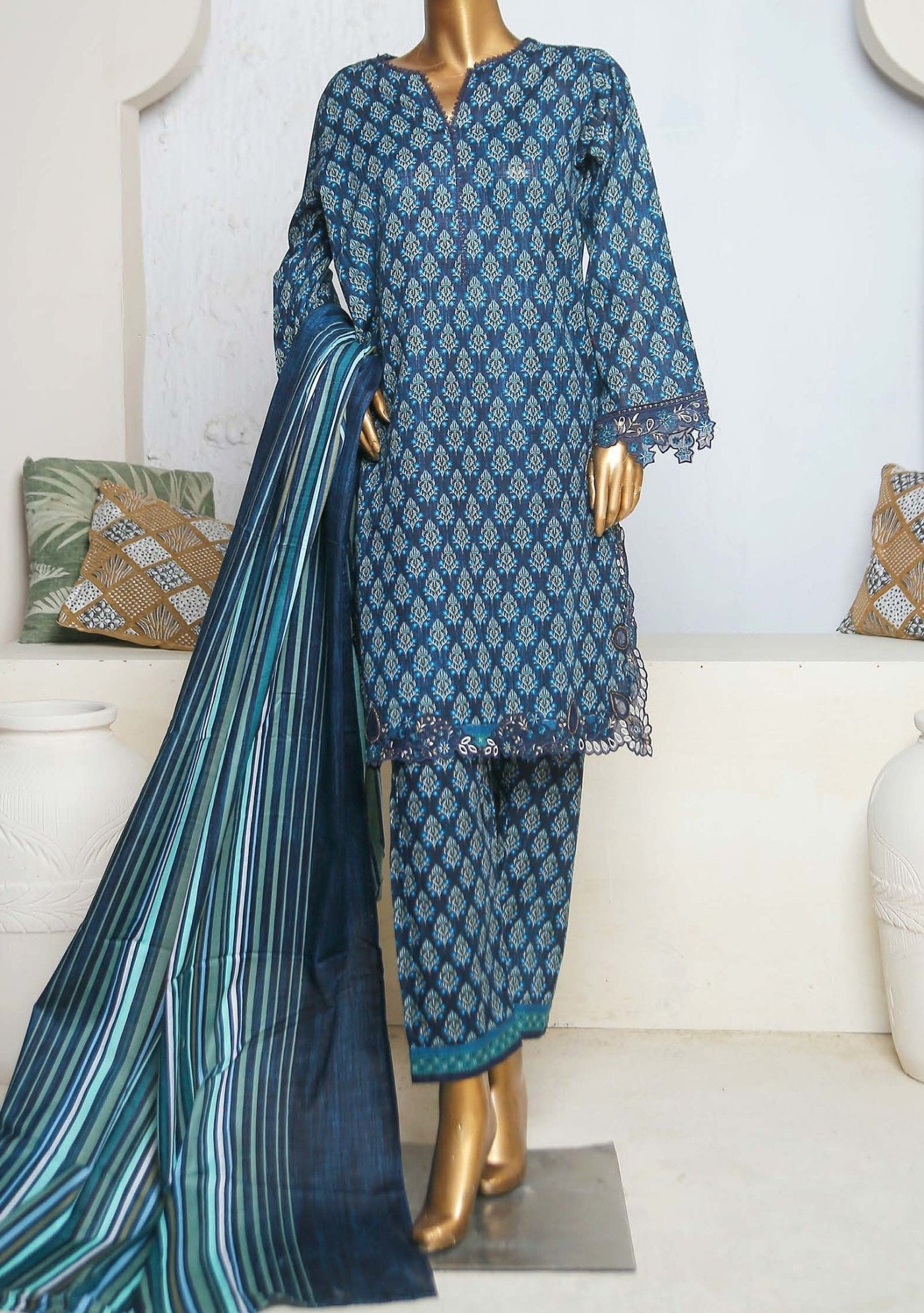 Bin Saeed Ready Made Embroidered Khaddar Dress - db24355
