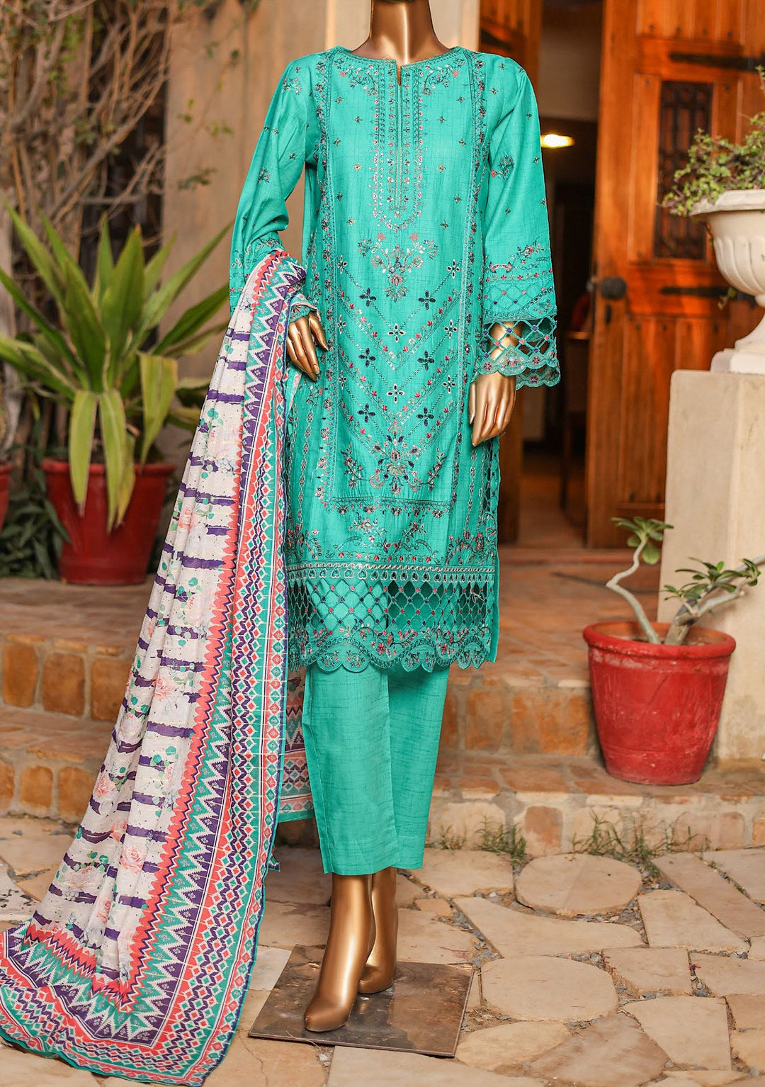 white christmas dresses Bin Saeed Ready Made Embroidered Lawn Dress main image 1