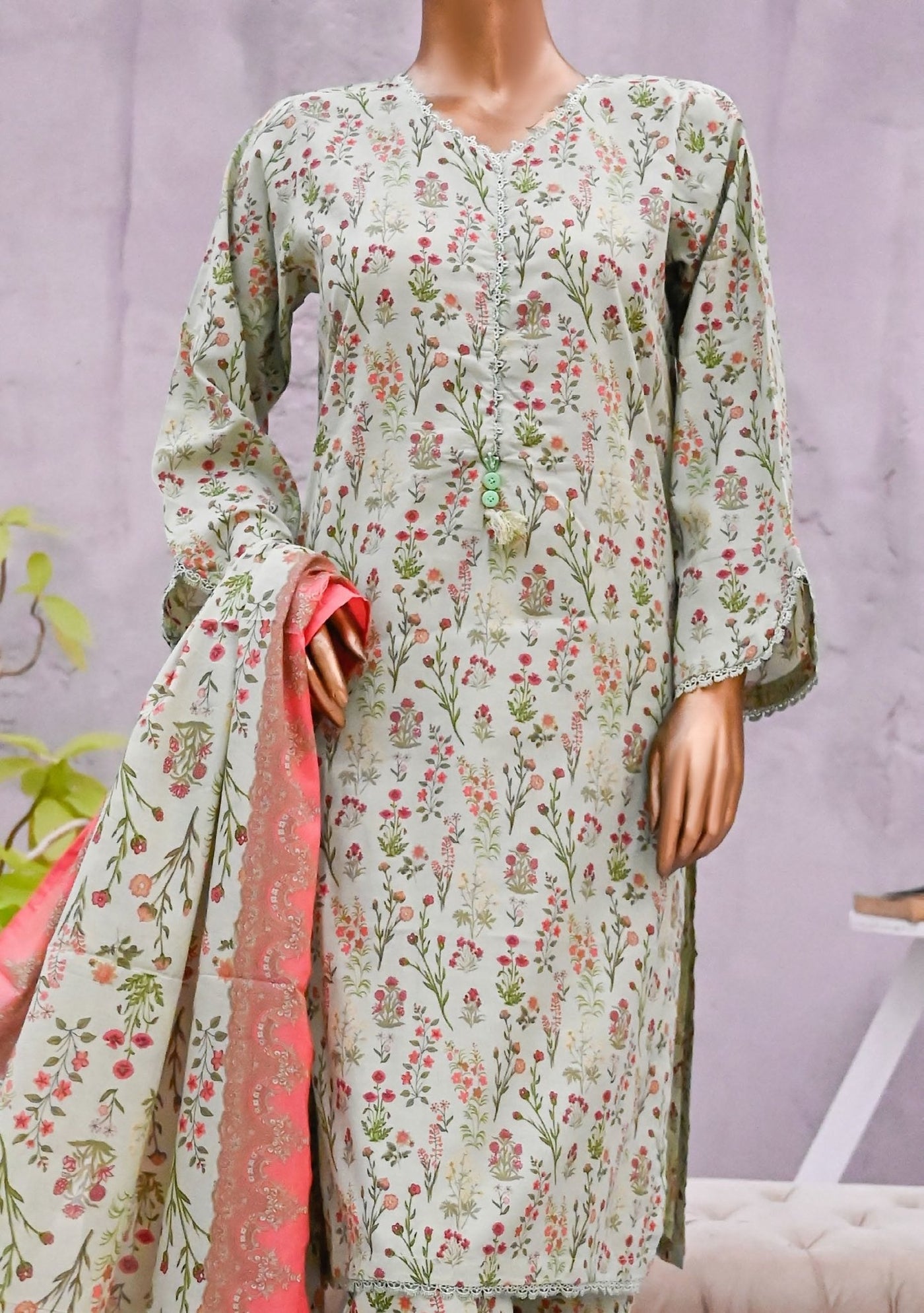 Bin Saeed Ready Made Printed Cotton Dress - db24349