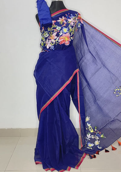 Boutique Designer Embroidered Dhakai Silk Saree: Deshi Besh.