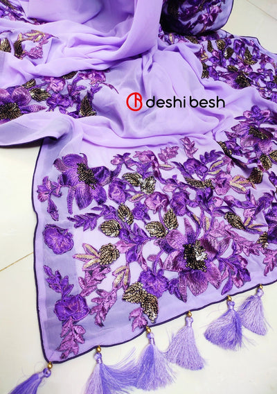 Boutique Designer Embroidered Georgette Saree: Deshi Besh.