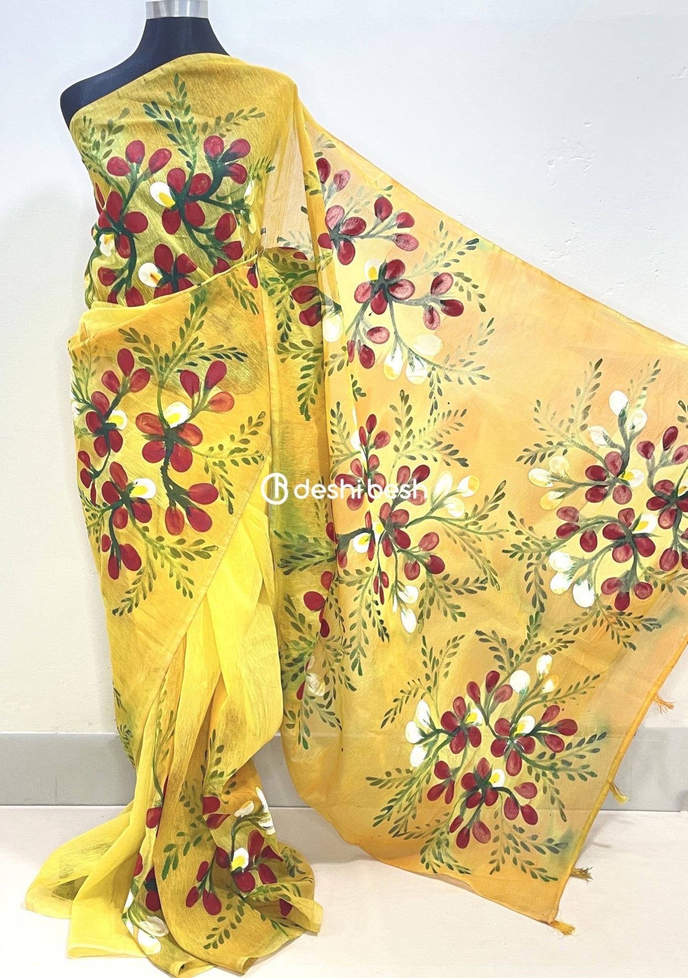 Boutique Designer Hand Painted Mixed Cotton Saree - db17847