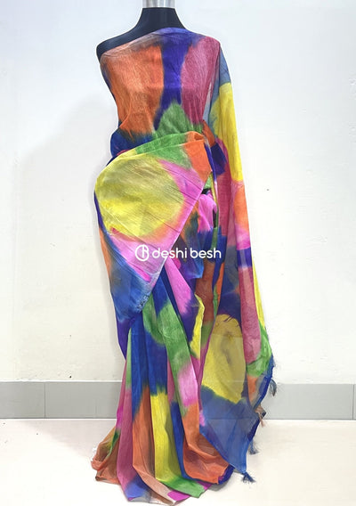 Boutique Designer Hand Painted Mixed Cotton Saree - db17843