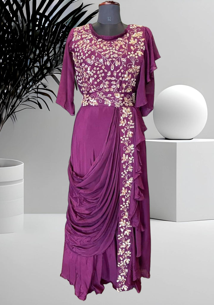 Black draped saree gown – Ricco India