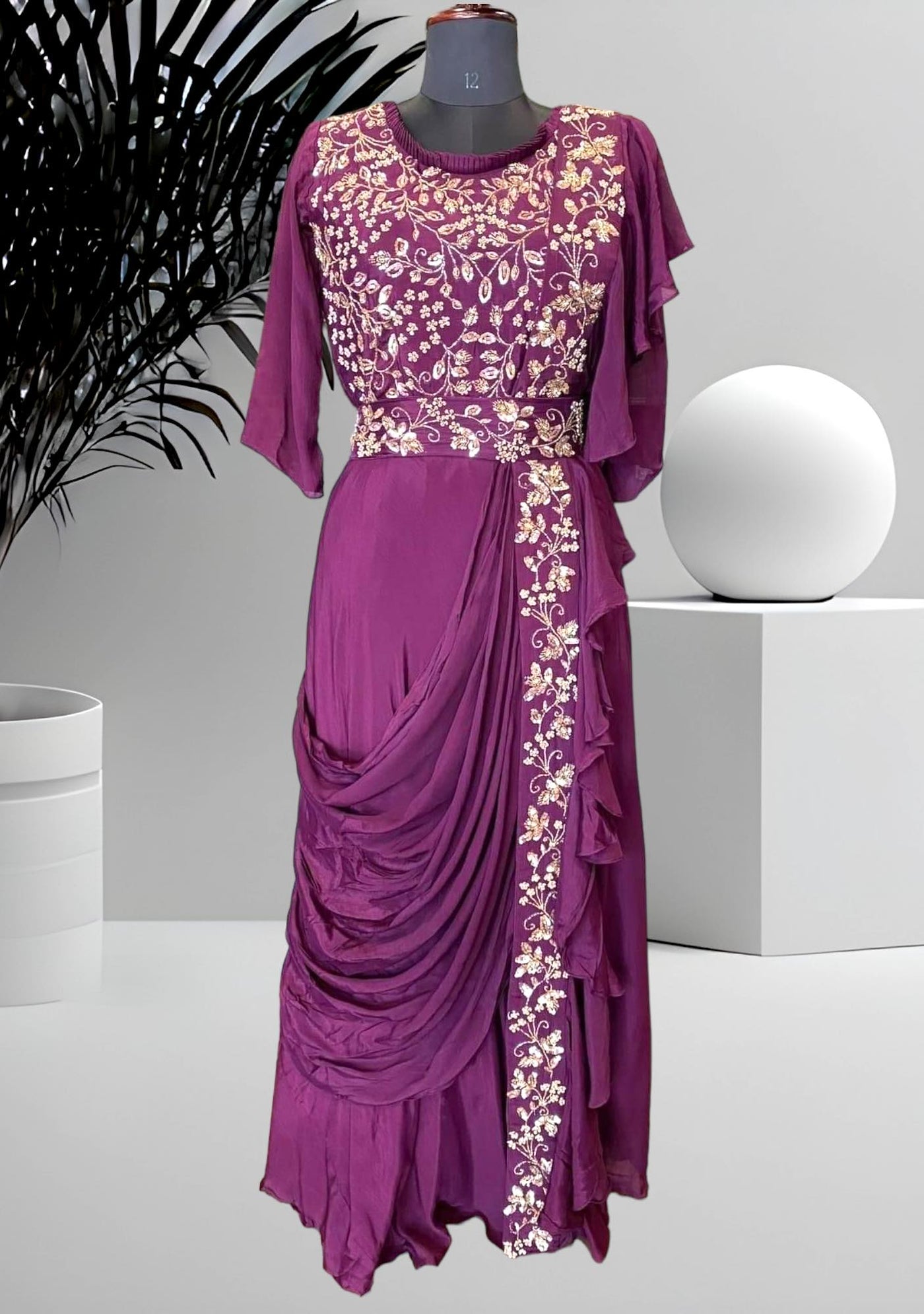 Saree gown idea | Long gown dress, Stylish dresses, Long dress design