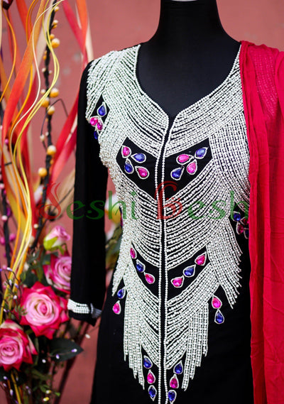 Designer Georgette Boutique Salwar Kameez Suit: Deshi Besh.