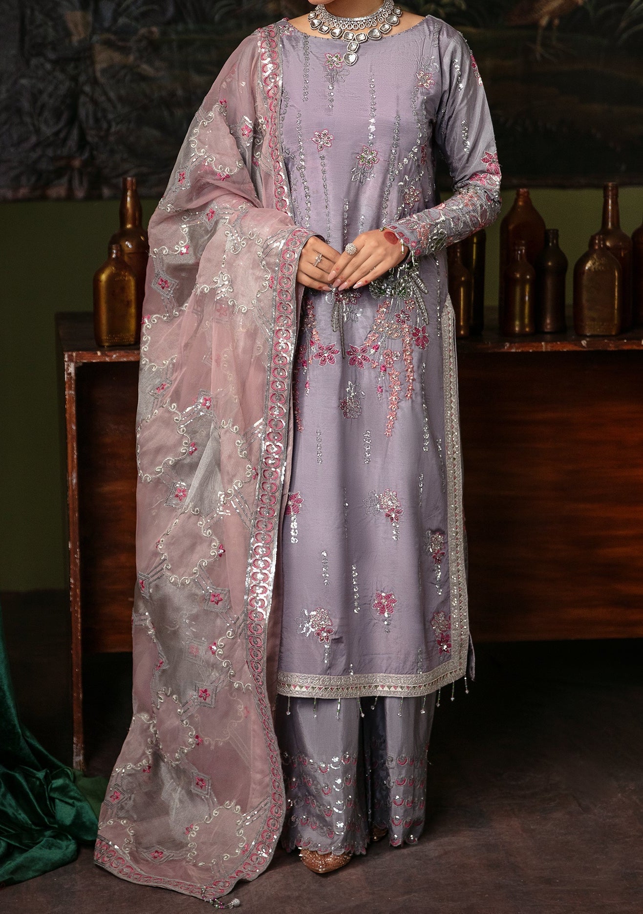 Emaan Adeel Bano Pakistani Luxury Silk Dress - db24326