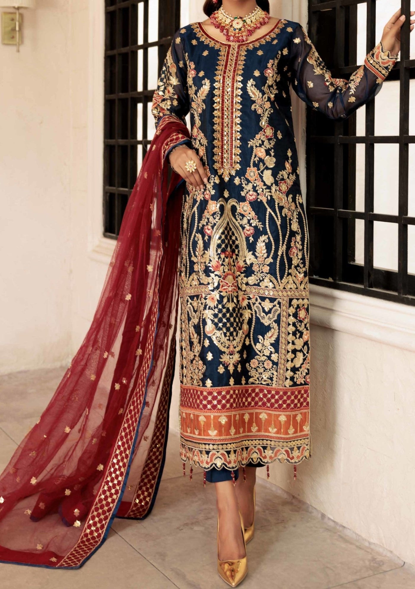 Emaan Adeel Le Festa Luxury Pakistani Chiffon Dress - db19931