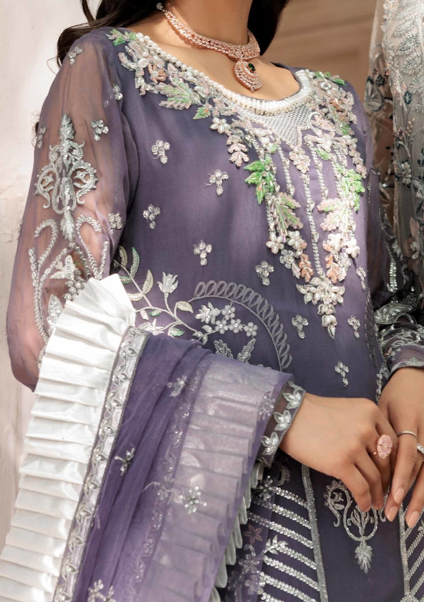 Emaan Adeel Le Festa Luxury Pakistani Chiffon Dress - db19924