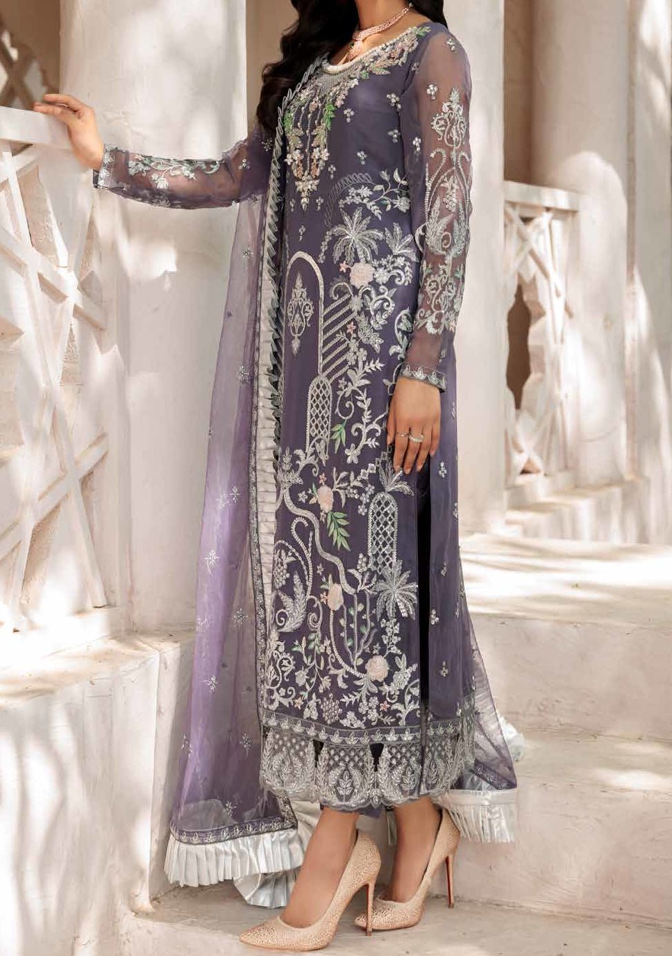 Emaan Adeel Le Festa Luxury Pakistani Chiffon Dress - db19924