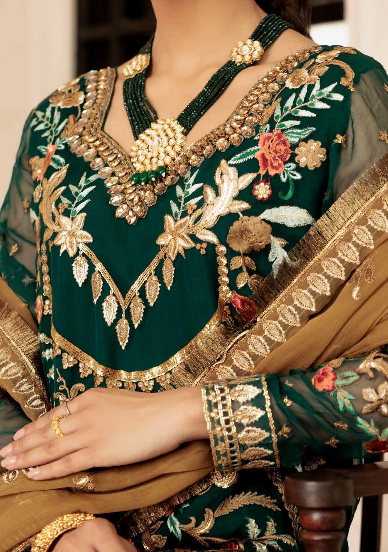 Emaan Adeel Le Festa Luxury Pakistani Chiffon Dress - db19932
