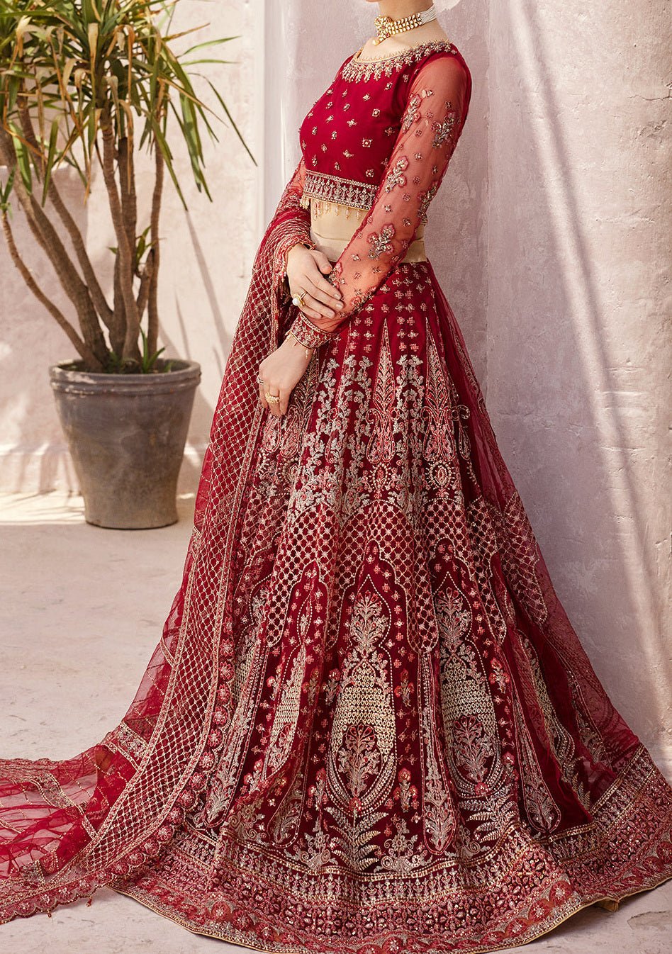 Emaan Adeel Pakistani Luxury Net Dress - db22653