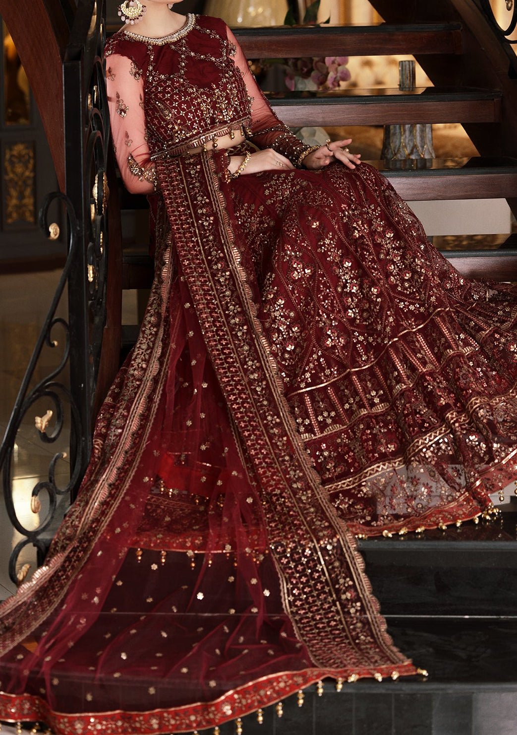 Emaan Adeel Pakistani Luxury Net Dress - db22660