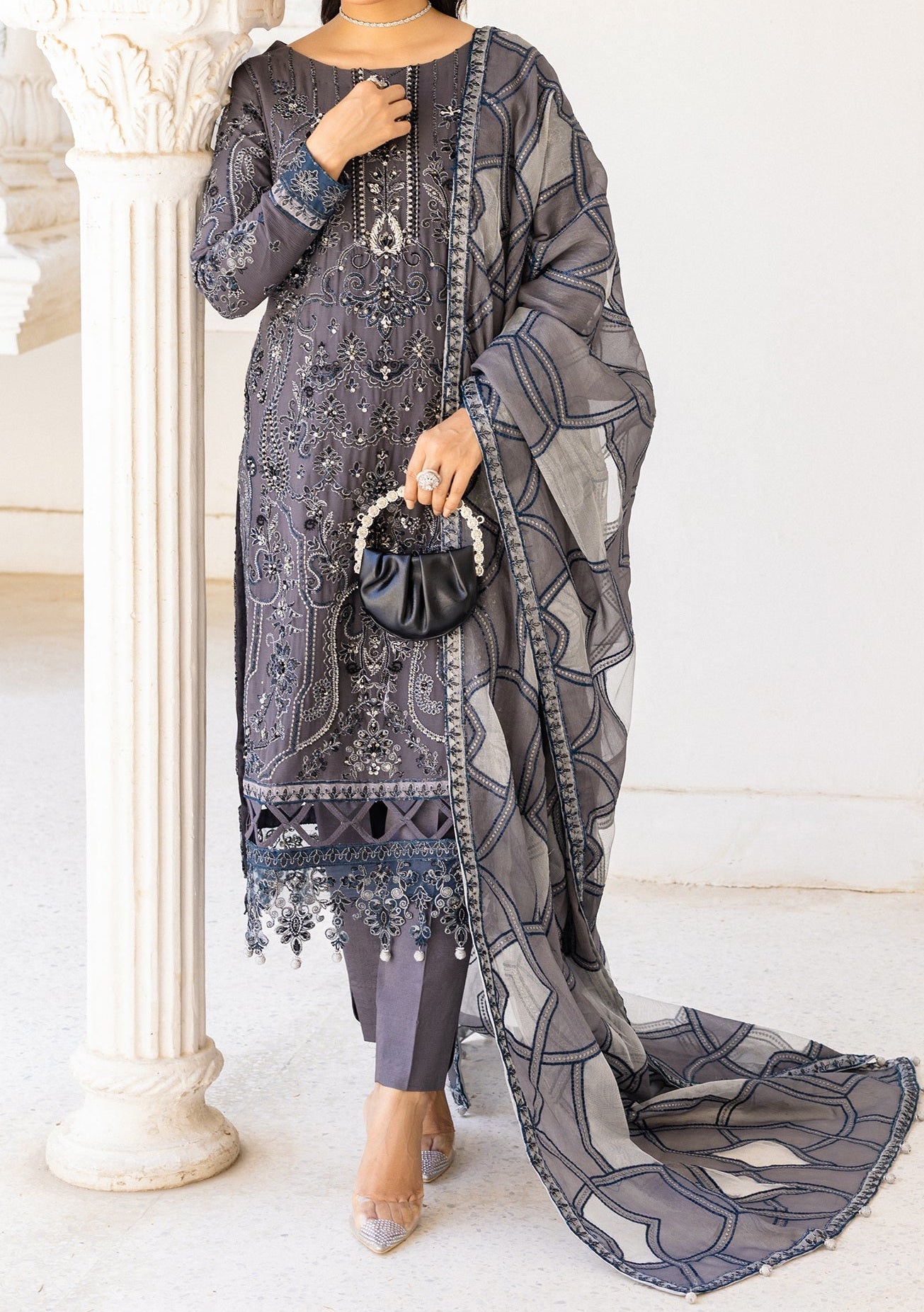 Emaan Adeel Zeba Pakistani Luxury Chiffon Dress - db24526