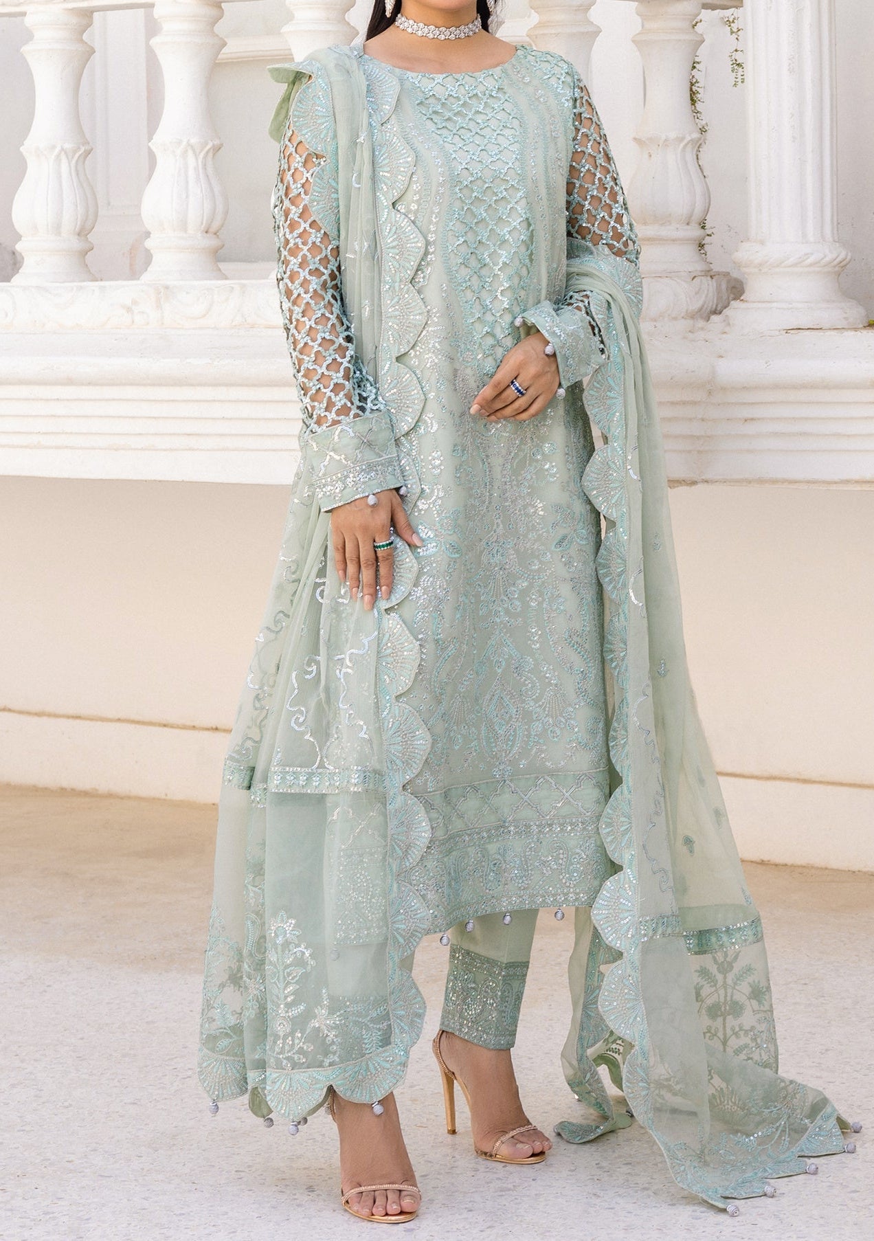 Emaan Adeel Zernaab Pakistani Luxury Chiffon Dress - db24525