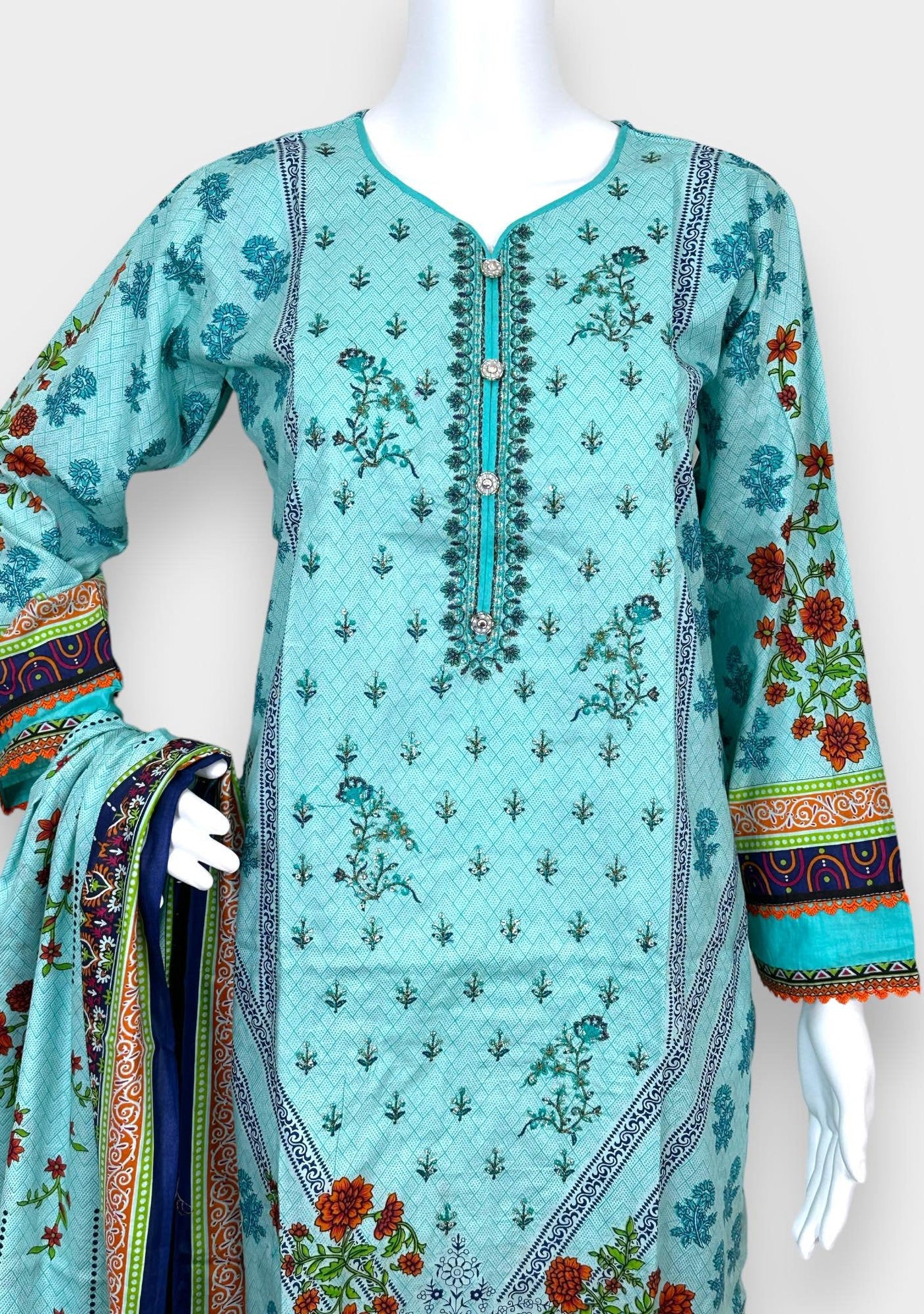 Embroidered 3 Pieces Pakistani Cotton Dress - db24364