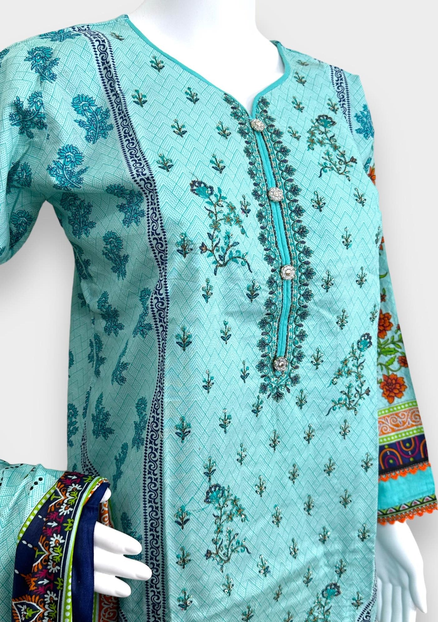 Embroidered 3 Pieces Pakistani Cotton Dress - db24364