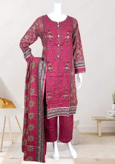 Embroidered 3 Pieces Pakistani Cotton Dress - db24359