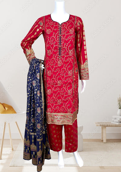 Embroidered 3 Pieces Pakistani Cotton Dress - db24363