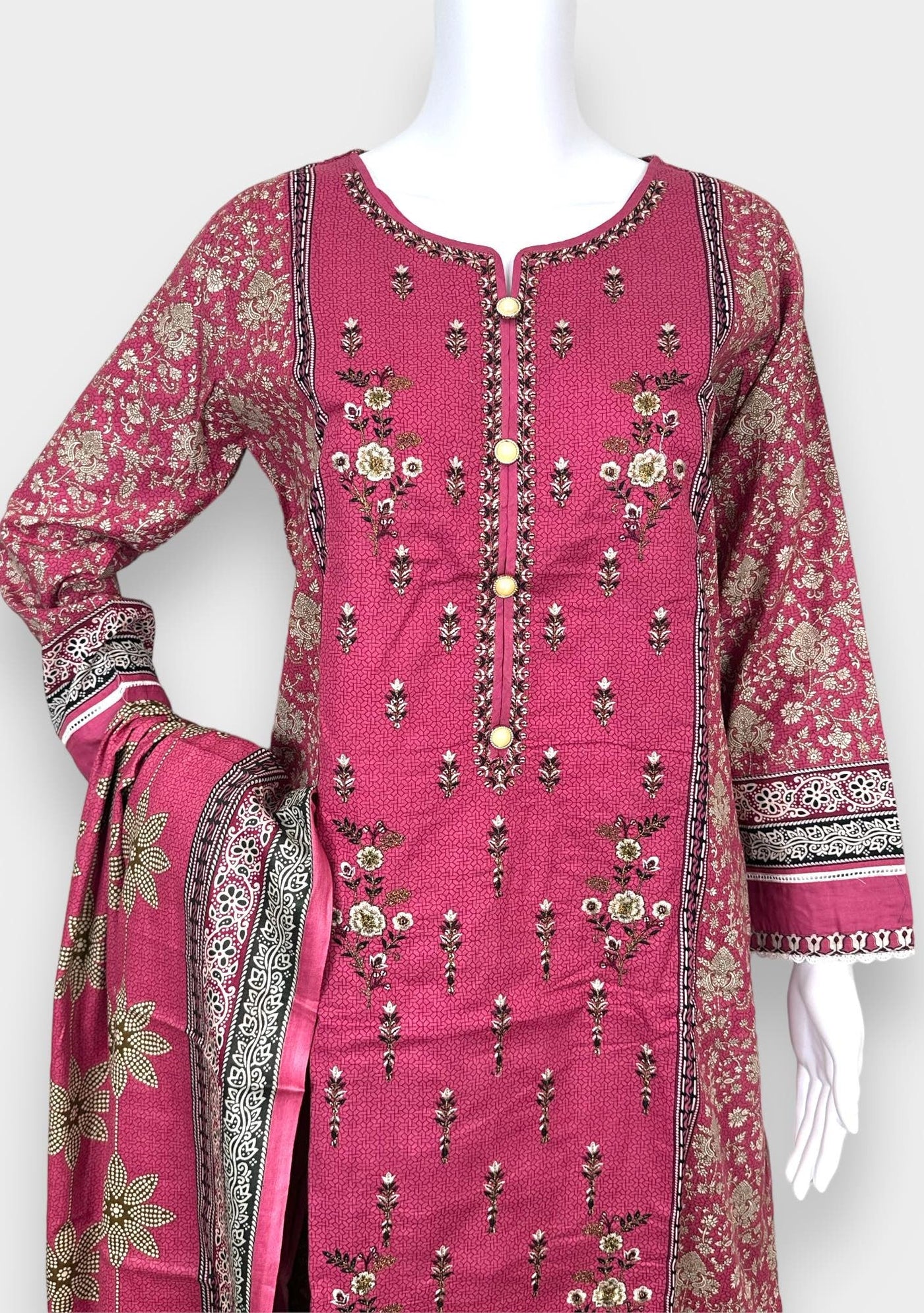 Embroidered 3 Pieces Pakistani Cotton Dress - db24359