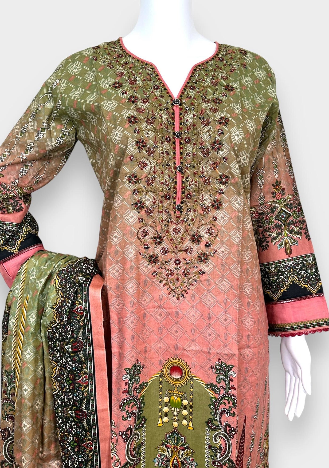 Embroidered 3 Pieces Pakistani Cotton Dress - db24366