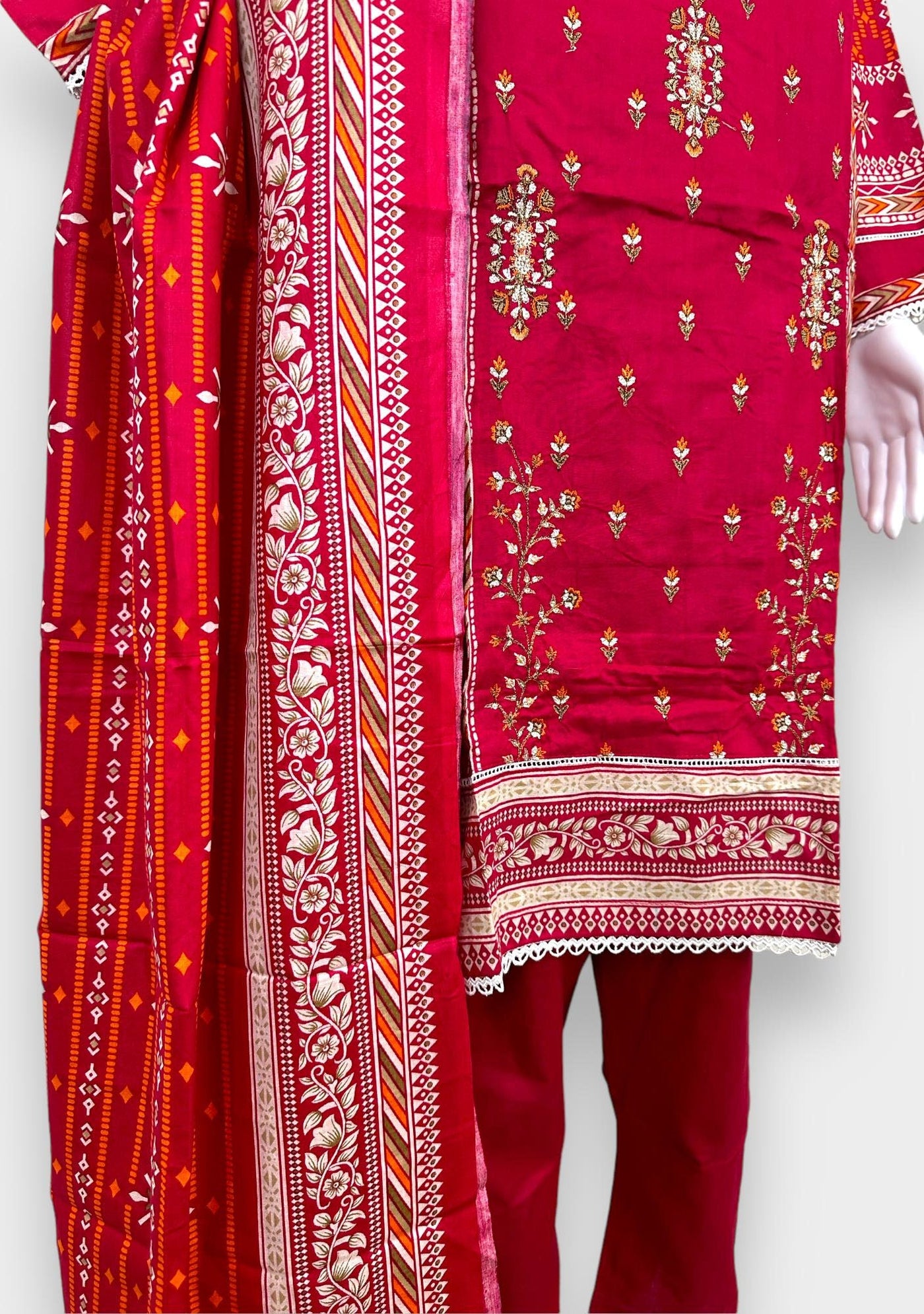 Embroidered 3 Pieces Pakistani Cotton Dress - db24369