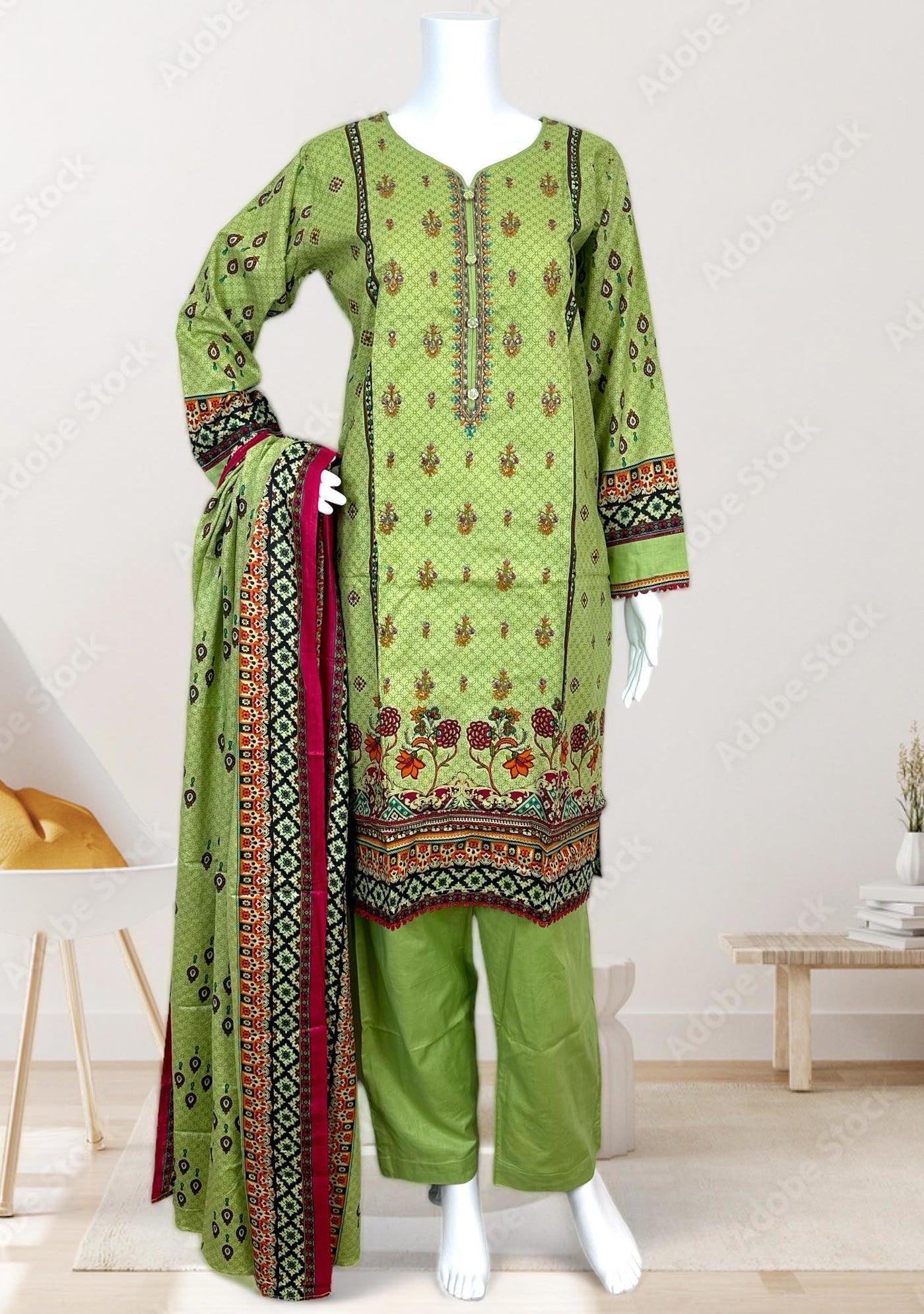 Embroidered 3 Pieces Pakistani Cotton Dress - db24367