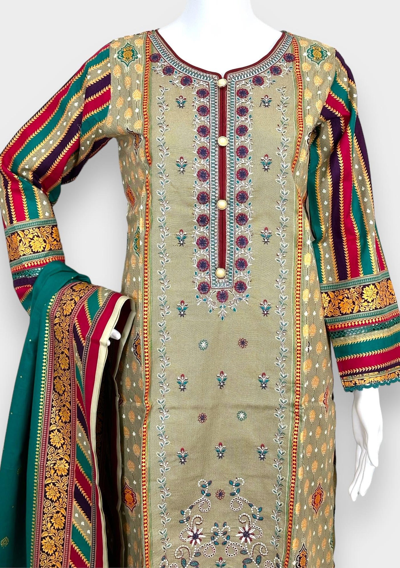 Embroidered 3 Pieces Pakistani Cotton Dress - db24613