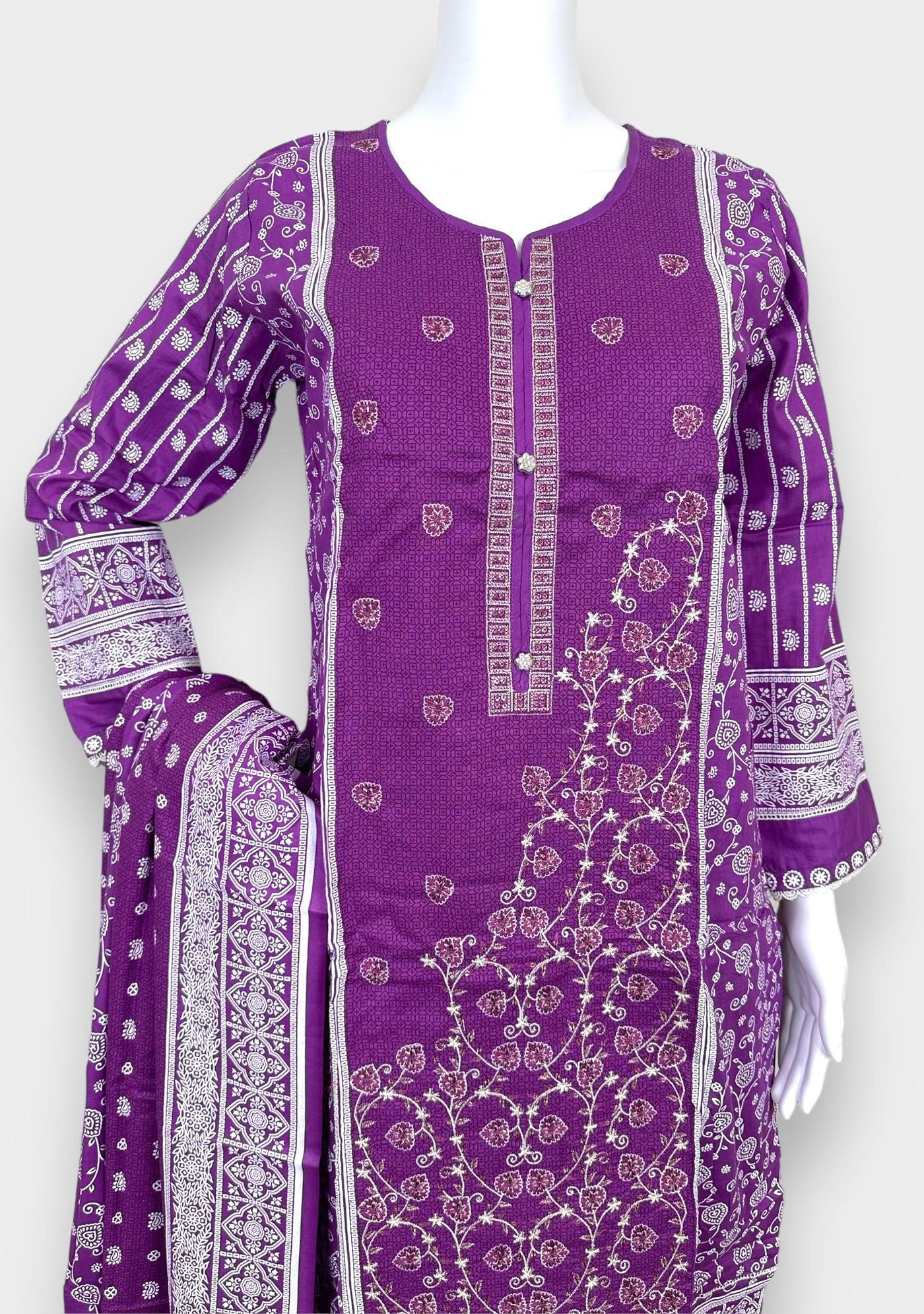 Embroidered 3 Pieces Pakistani Cotton Dress - db24362