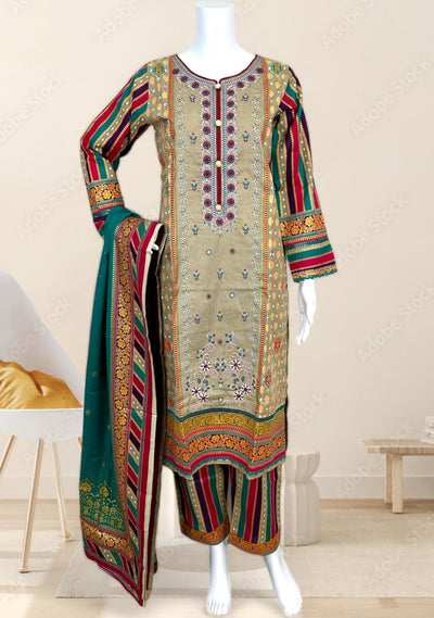 Embroidered 3 Pieces Pakistani Cotton Dress - db24613