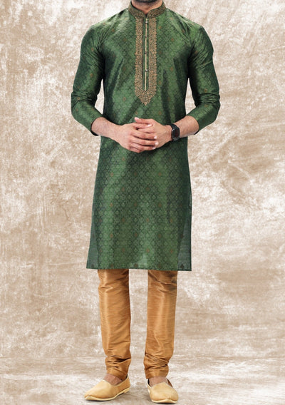 Embroidered Party Wear Jacquard Kurta Pajama Set - db21687