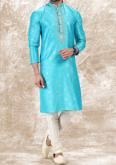 Embroidered Party Wear Jacquard Kurta Pajama Set - db21472