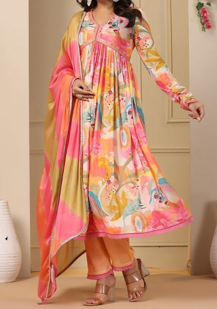 Embroidered Ready Made Alia Cut Muslin Dress