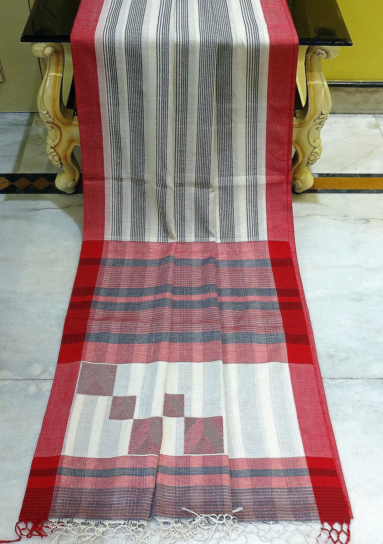 Exclusive Traditional Designer Bengal Khadi Saree: Deshi Besh.