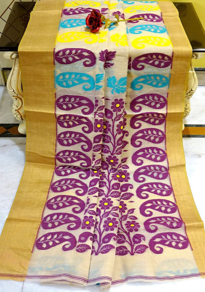 Exclusive Traditional Hand Woven Dhakai Jamdani Saree: Deshi Besh.