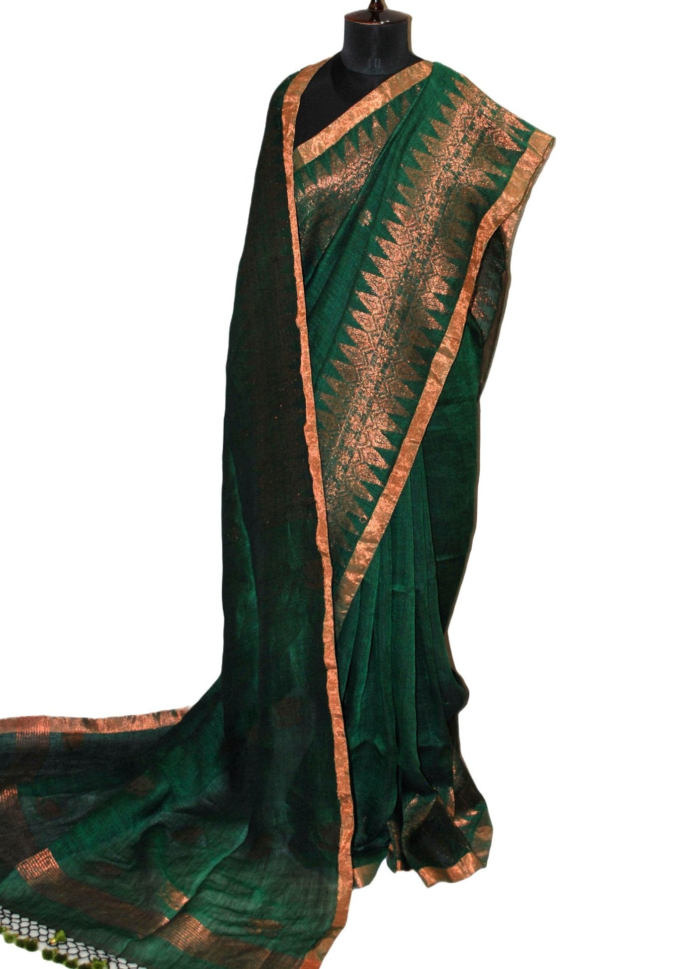 Exclusive Traditional Hand Woven Kangivaram Linen Saree - db21113