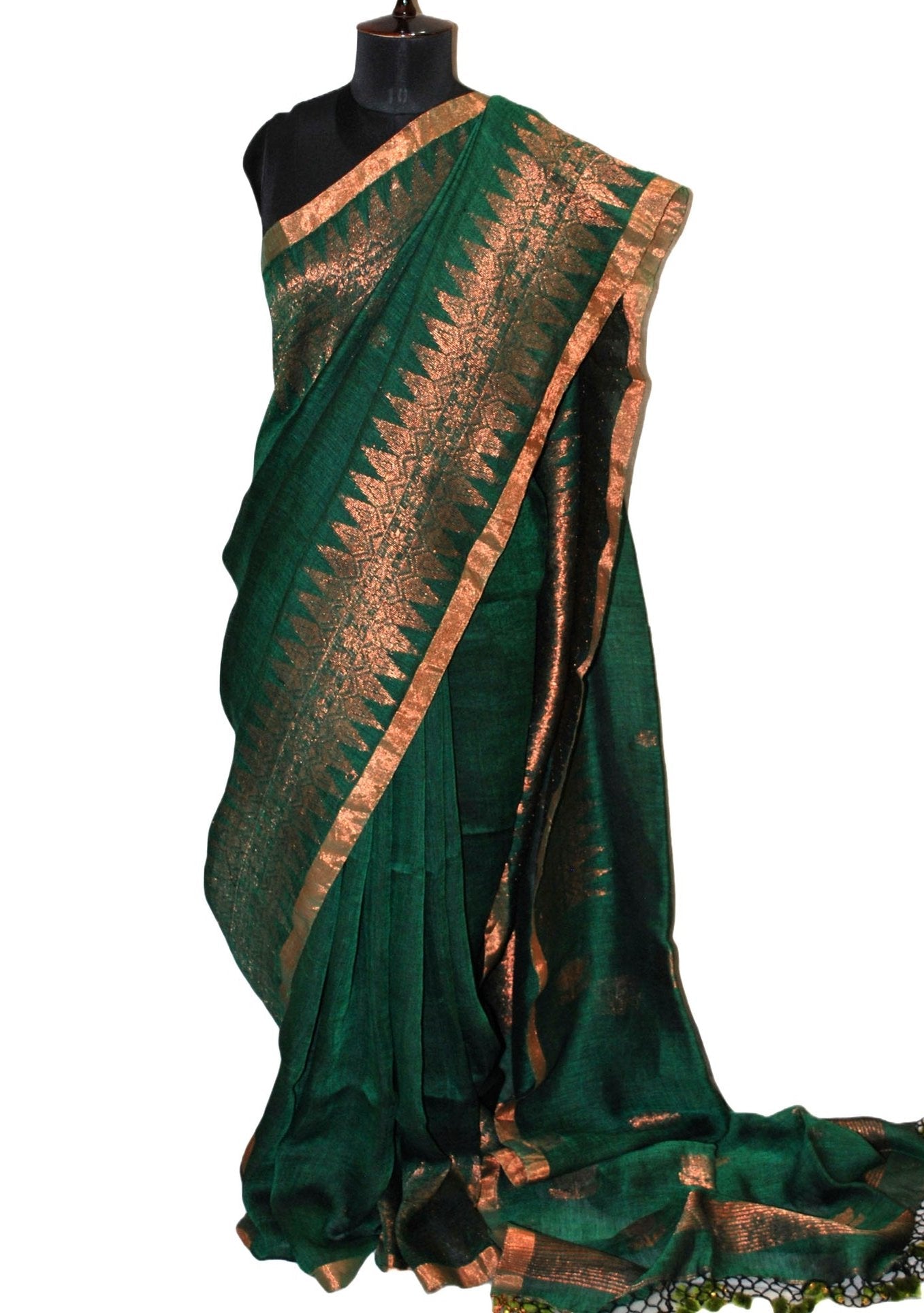 Exclusive Traditional Hand Woven Kangivaram Linen Saree - db21113