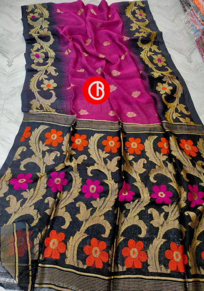 Exclusive Traditional Pure Handloom Linen Saree - db18248