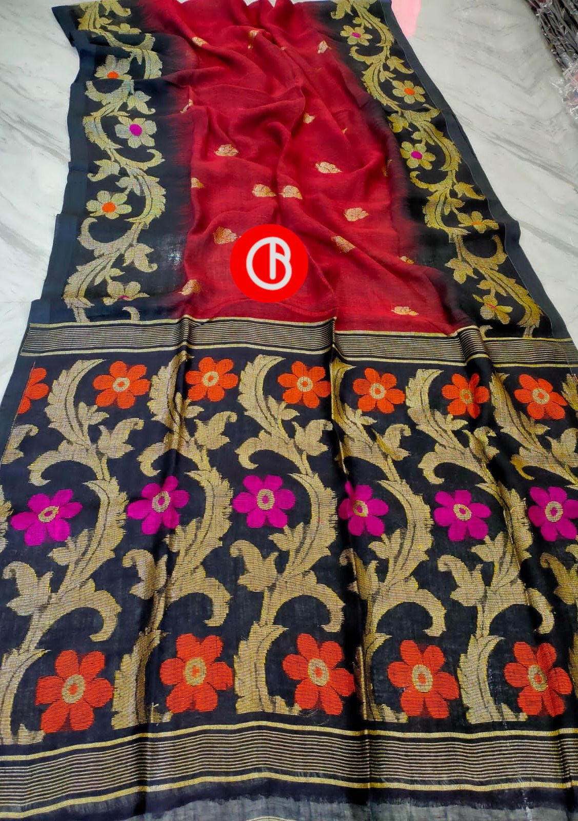 Exclusive Traditional Pure Handloom Linen Saree - db18246