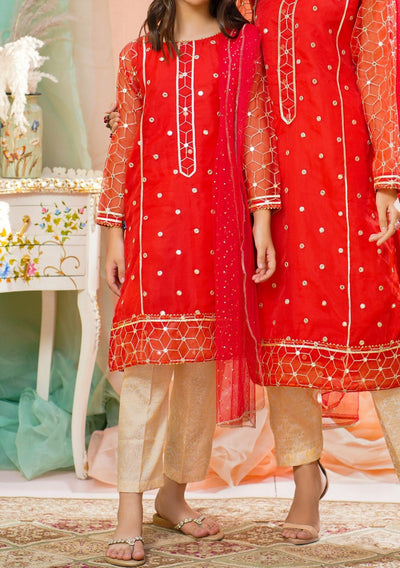Girl's Ready Made Pakistani Organza Dress - db25511