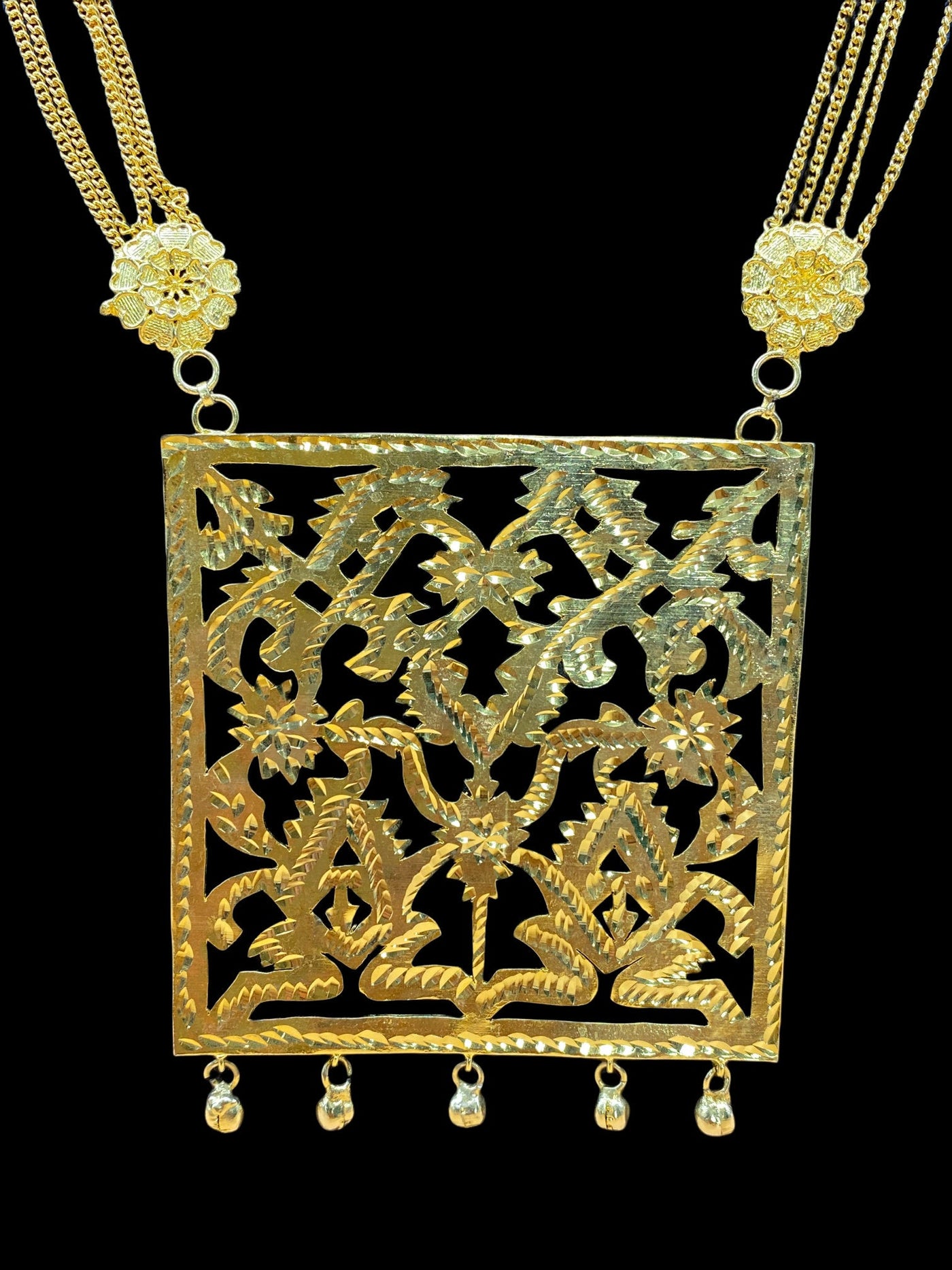 Gold Plated U- shaped Long Necklace | Moner Moto - মনের মতো