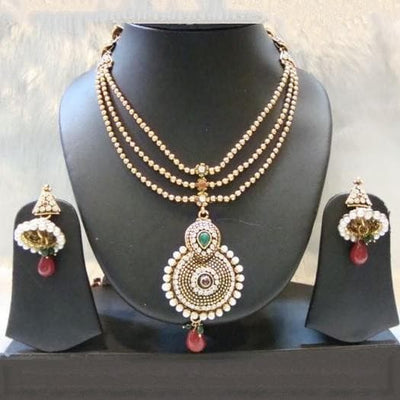 Gold Plated Pearl Necklace set: Deshi Besh.