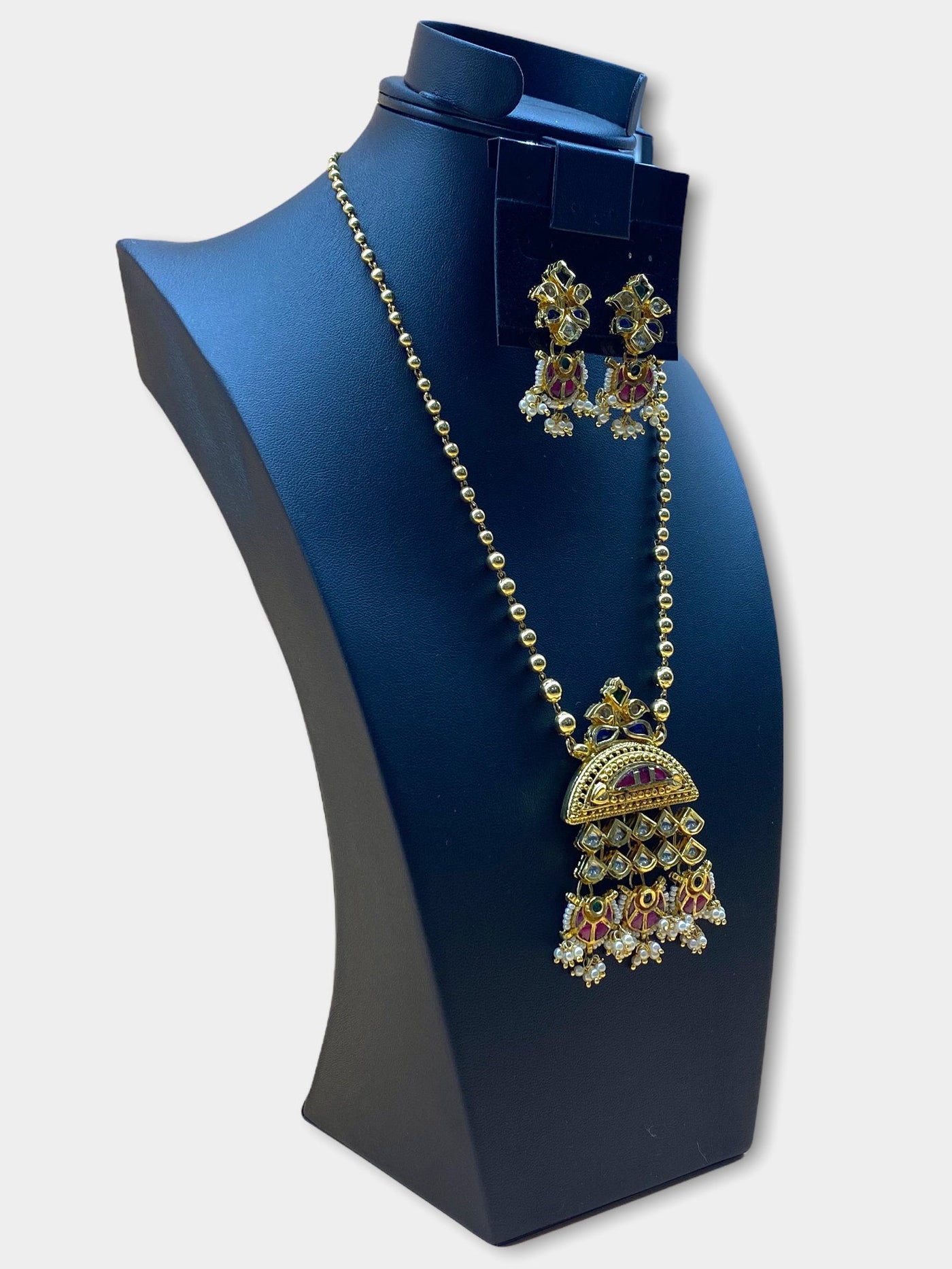 Gold Plated Stone Work Necklace Set - dba031