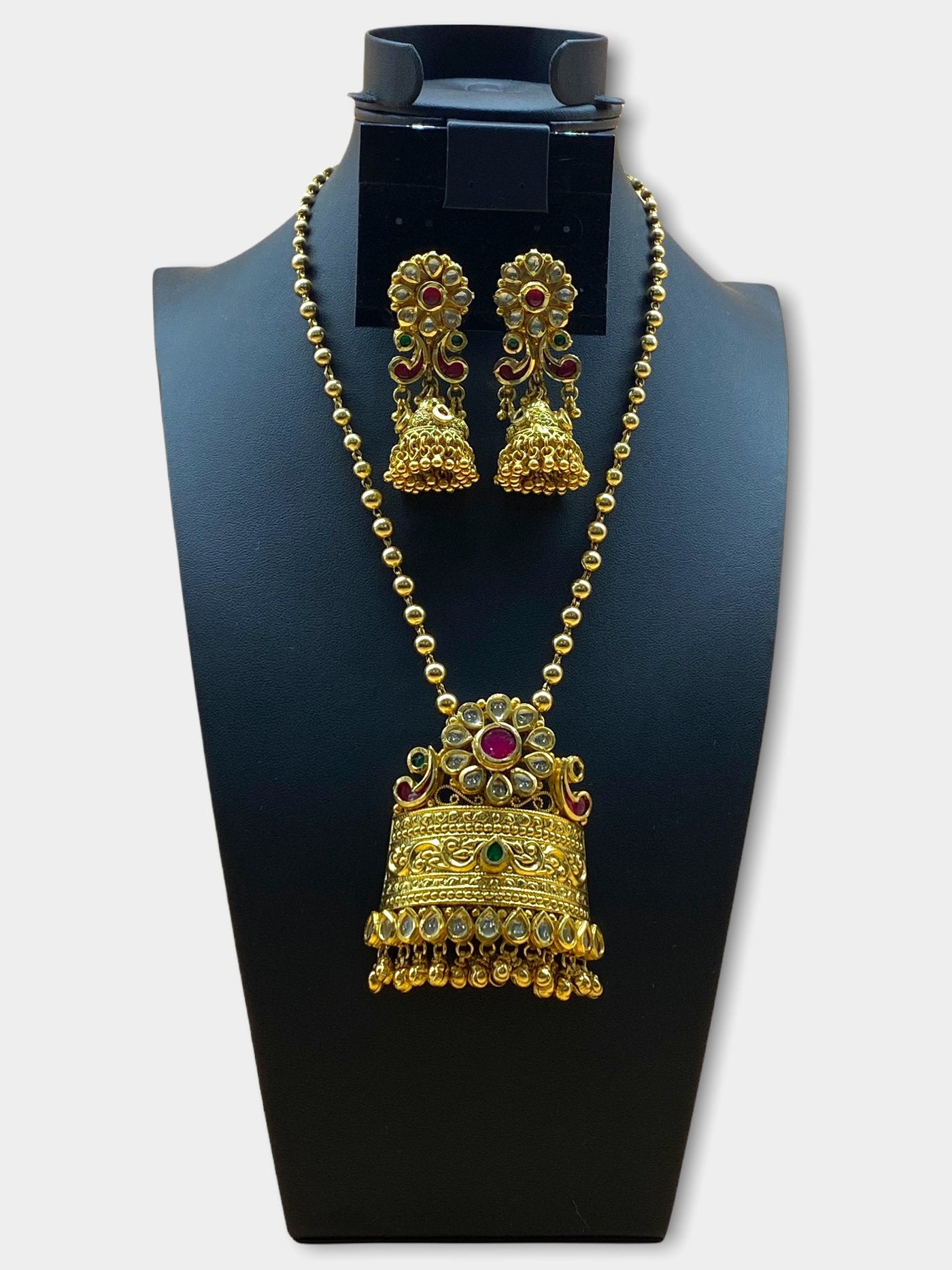 Gold Plated Stone Work Necklace Set - dba029