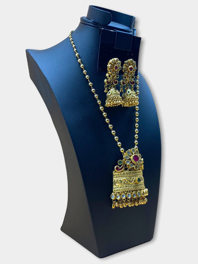Gold Plated Stone Work Necklace Set - dba029