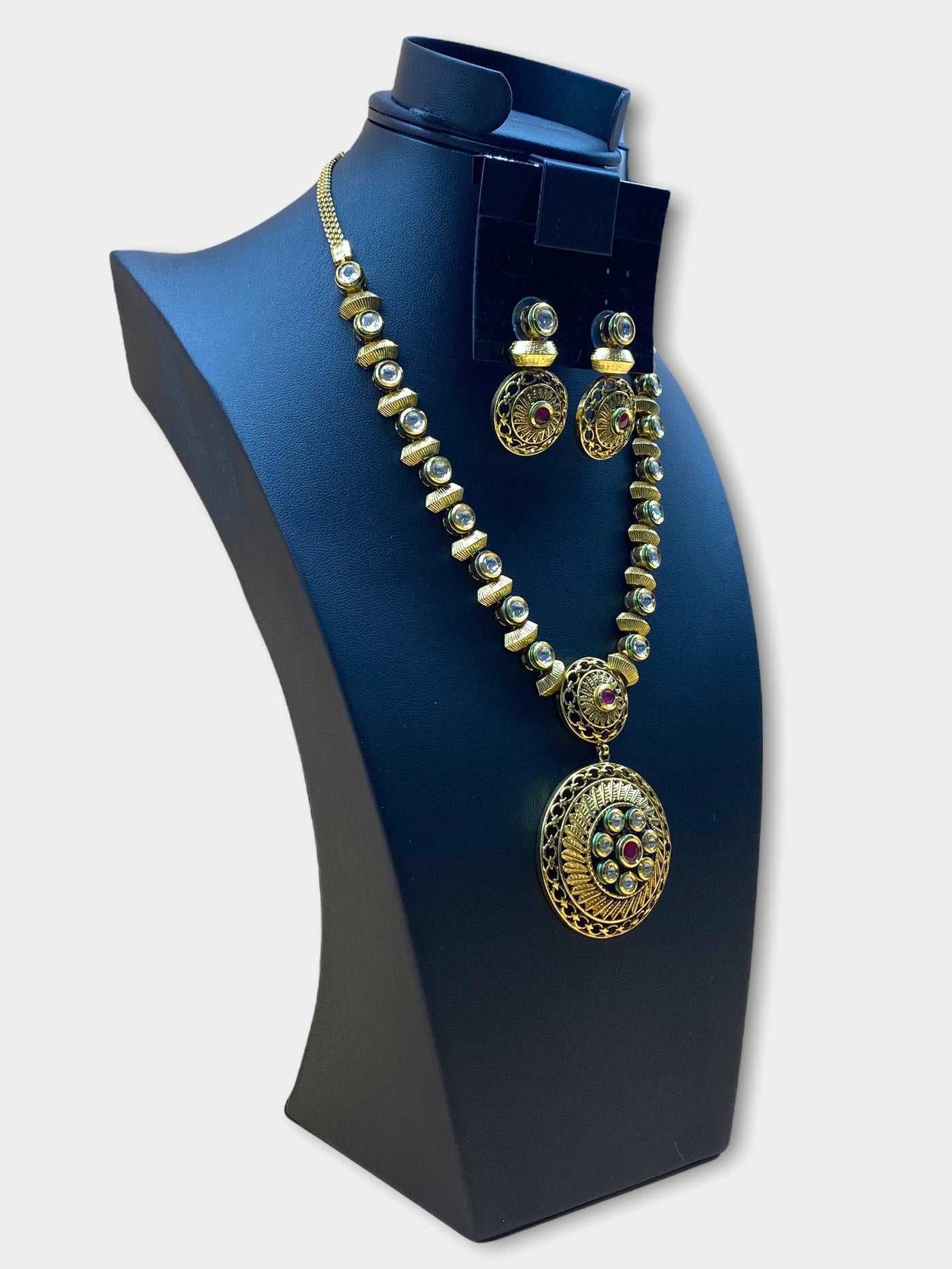 Gold Plated Stone Work Necklace Set - dba026