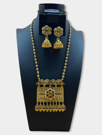 Gold Plated Stone Work Necklace Set - dba030
