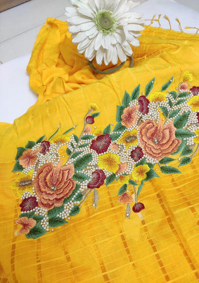 Gorgeous Boutique Designer Embroidered Half Silk Saree: Deshi Besh.